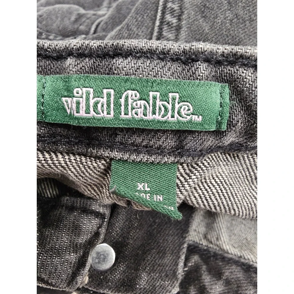 Wild Fable Low-Rise Loose Jean XL Black Wash Rigid Denim Wide Leg Drawstring NWT